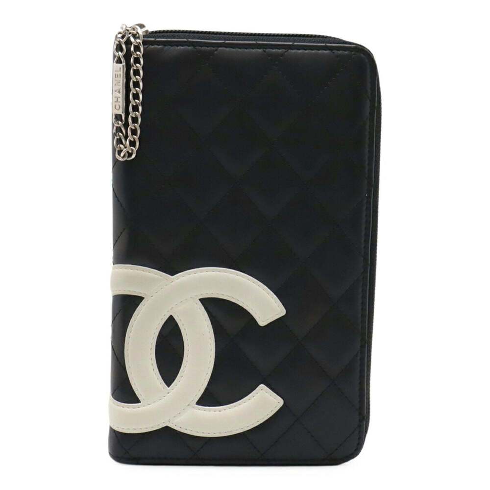 CHANEL Authentic Black Leather Logo Wallet - Picture 2 of 10